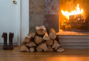 fireplace with extra firewood