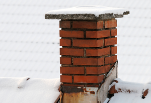 snow on a chimney