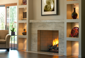 wood burning fireplace