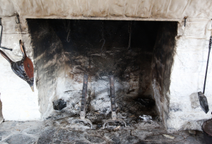 fireplace with creosote buildup